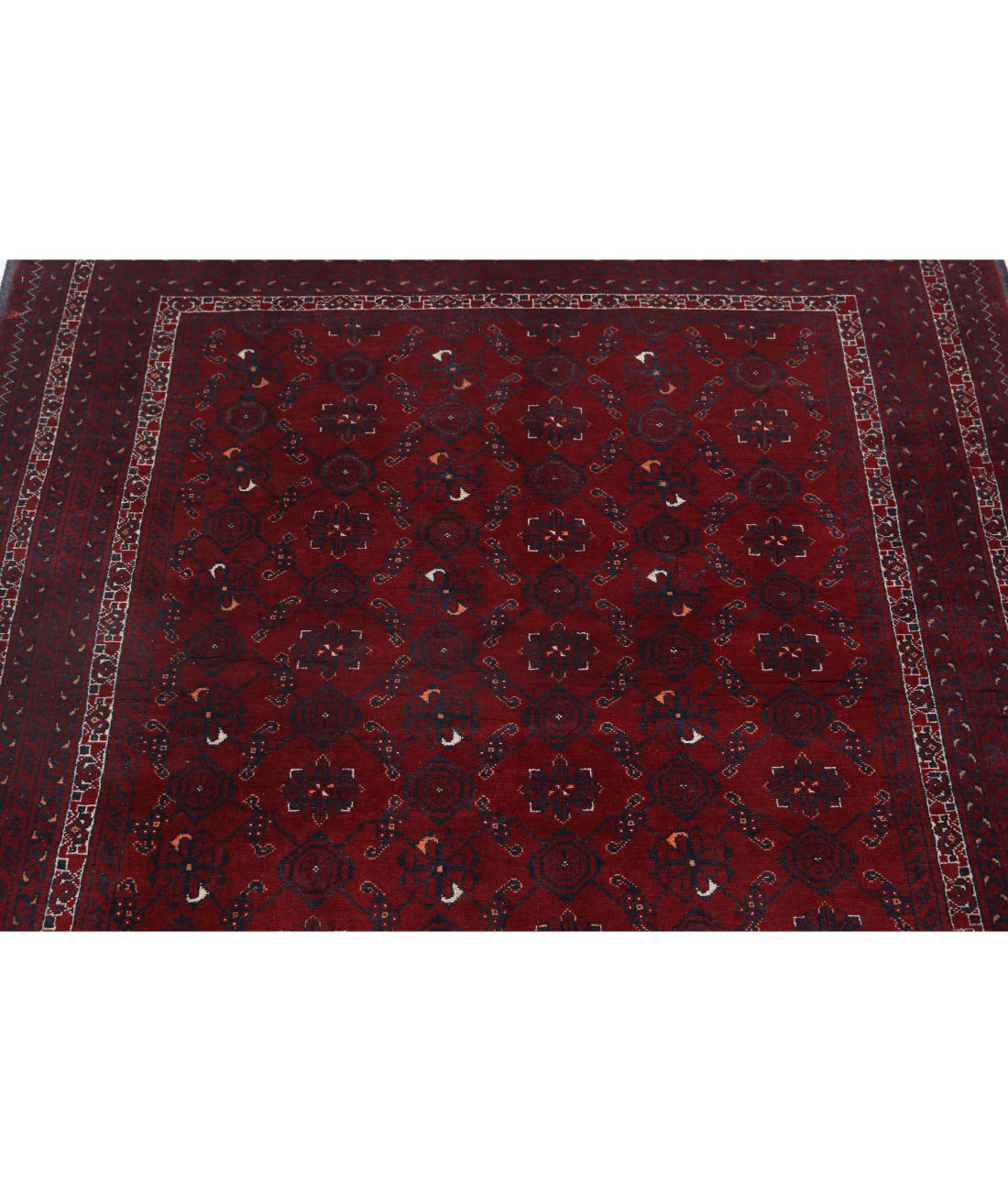 Hand Knotted Afghan Beljik Wool Rug - 4'0'' x 4'8'' 4'0'' x 4'8'' (120 X 140) / Red / Blue
