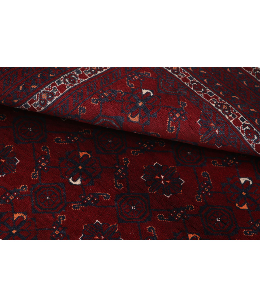 Hand Knotted Afghan Beljik Wool Rug - 4'0'' x 4'8'' 4'0'' x 4'8'' (120 X 140) / Red / Blue