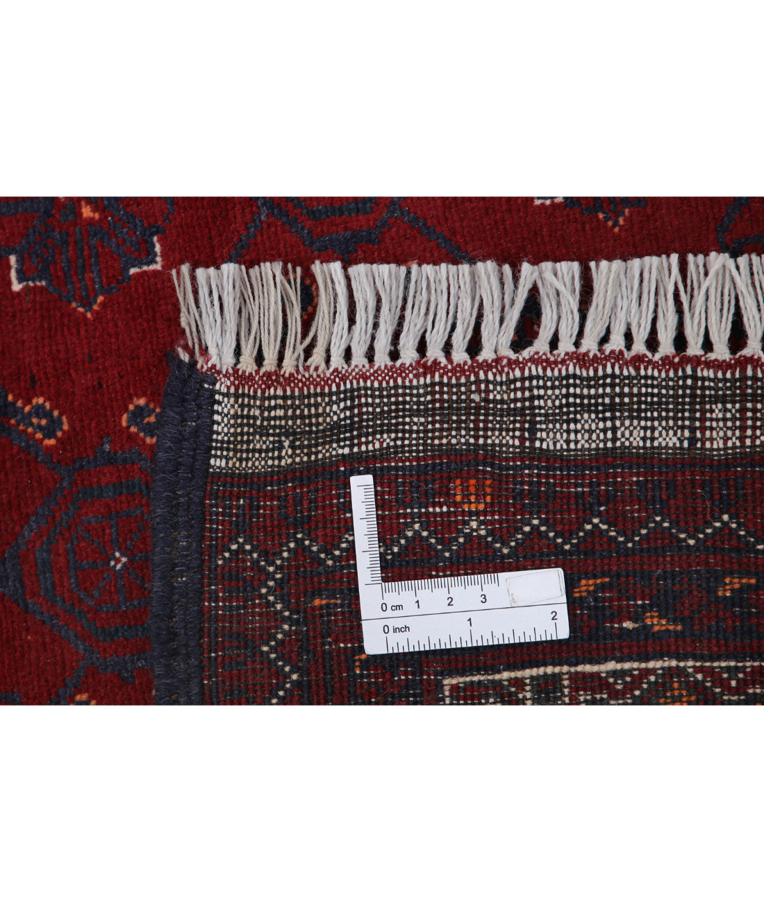 Hand Knotted Afghan Beljik Wool Rug - 4'0'' x 4'8'' 4'0'' x 4'8'' (120 X 140) / Red / Blue
