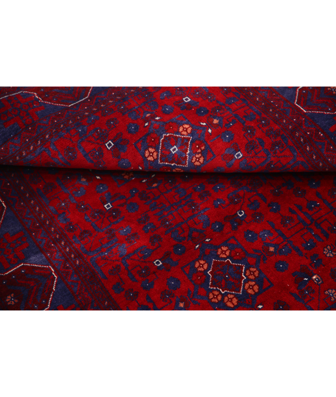 Hand Knotted Afghan Beljik Wool Rug - 3'3'' x 4'9'' 3'3'' x 4'9'' (98 X 143) / Red / Blue