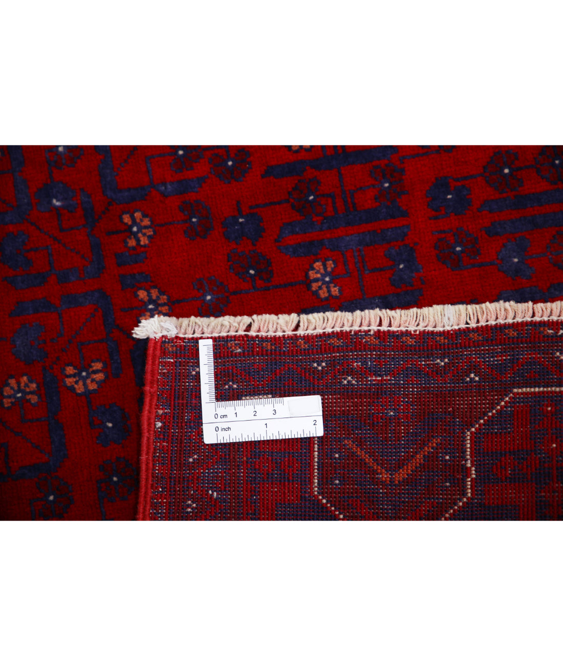 Hand Knotted Afghan Beljik Wool Rug - 3'3'' x 4'9'' 3'3'' x 4'9'' (98 X 143) / Red / Blue