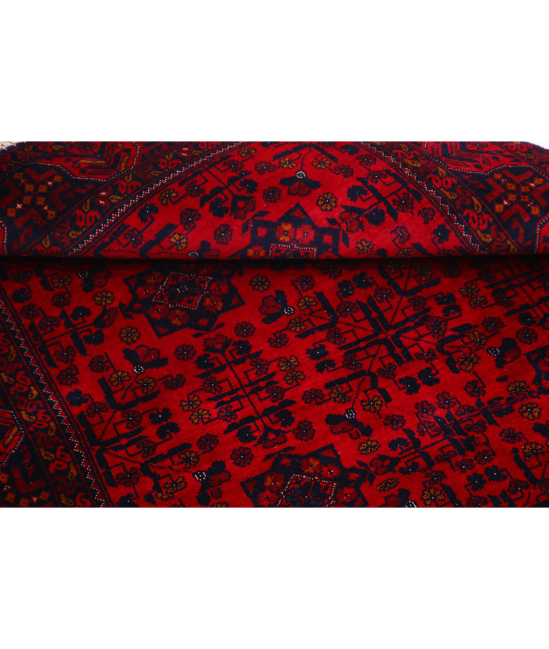 Hand Knotted Afghan Beljik Wool Rug - 3'4'' x 4'10'' 3'4'' x 4'10'' (100 X 145) / Red / Blue