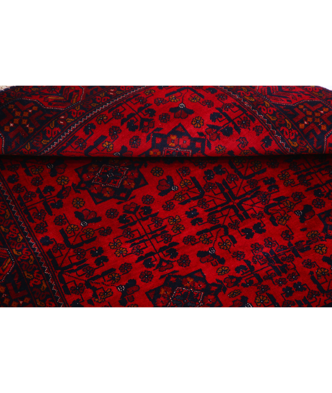 Hand Knotted Afghan Beljik Wool Rug - 3'4'' x 4'10'' 3'4'' x 4'10'' (100 X 145) / Red / Blue