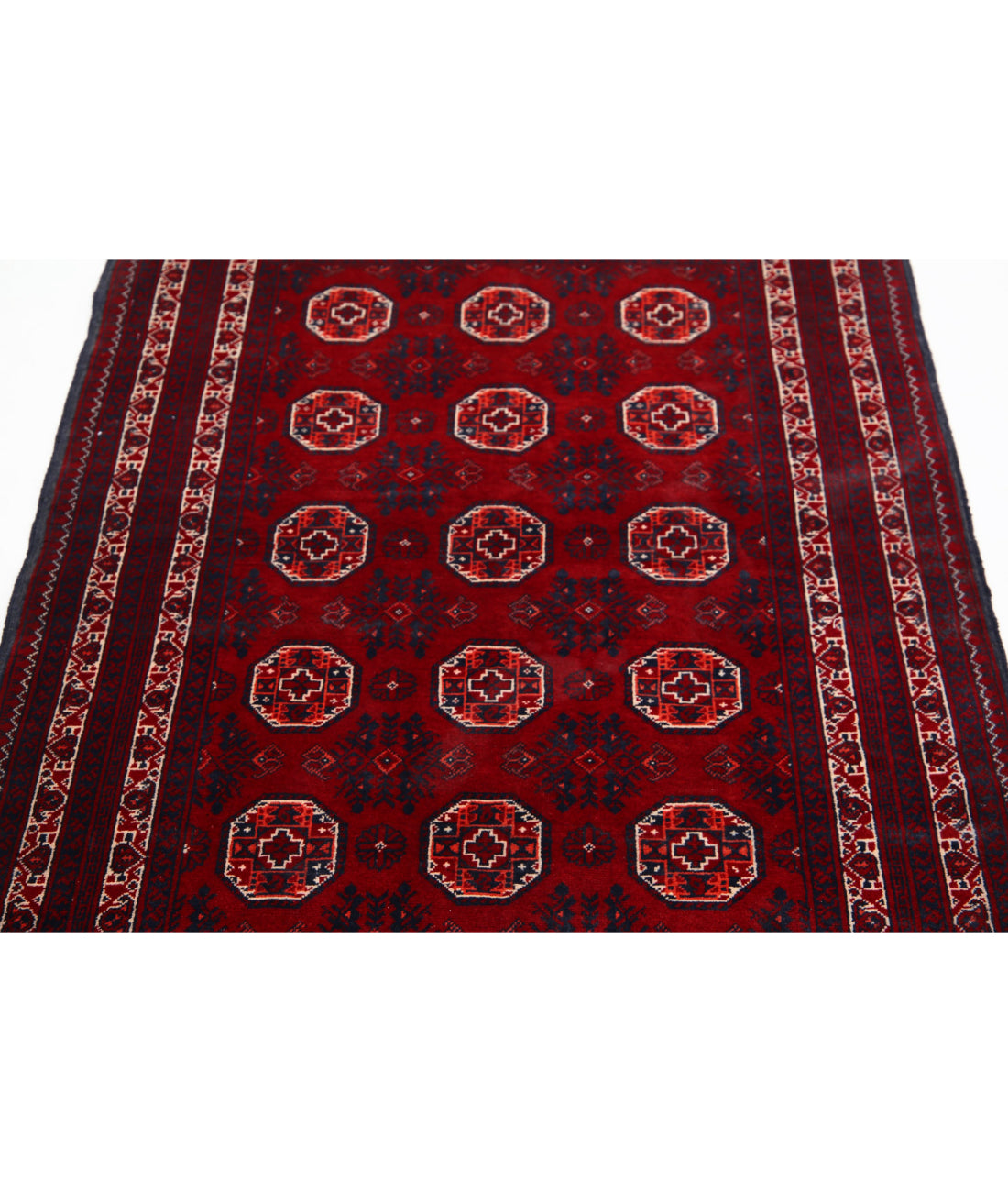 Hand Knotted Afghan Beljik Wool Rug - 3'2'' x 4'7'' 3'2'' x 4'7'' (95 X 138) / Red / Blue