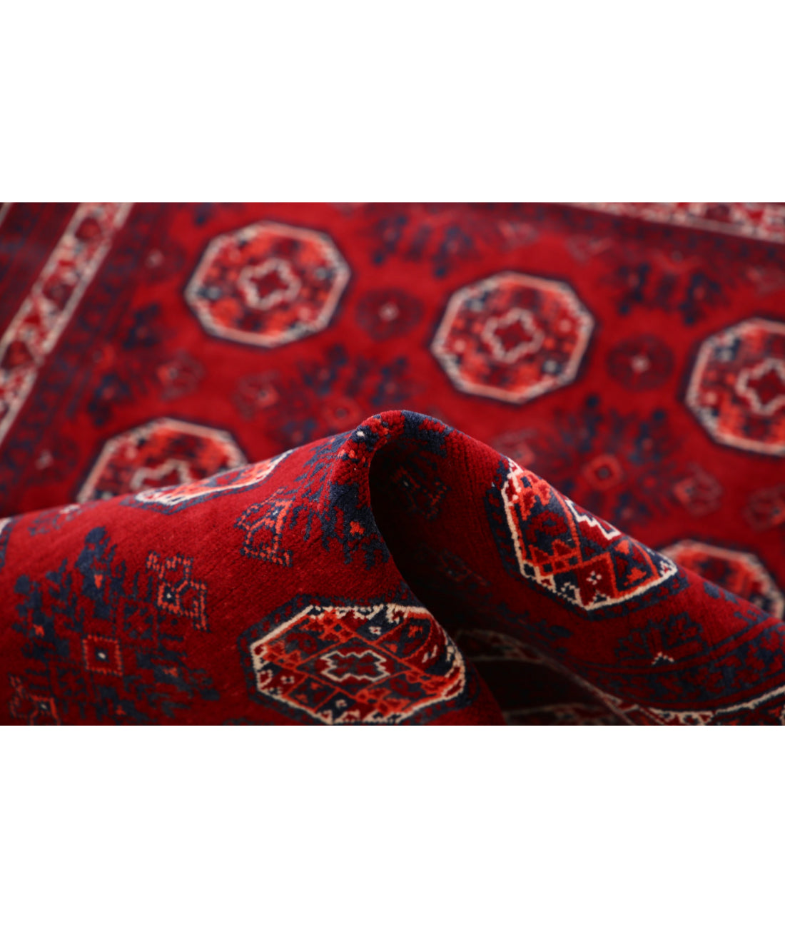 Hand Knotted Afghan Beljik Wool Rug - 3'2'' x 4'7'' 3'2'' x 4'7'' (95 X 138) / Red / Blue