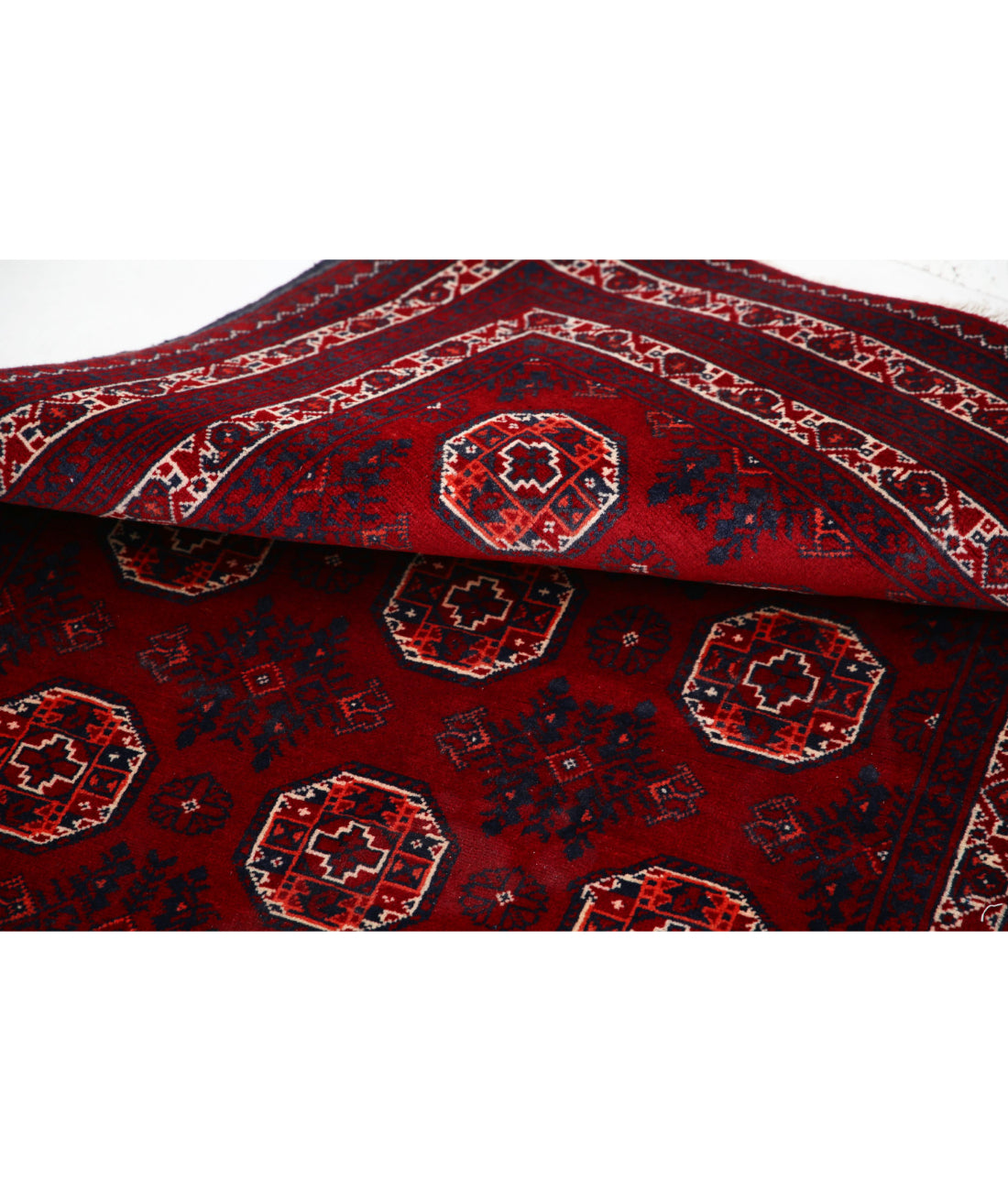 Hand Knotted Afghan Beljik Wool Rug - 3'2'' x 4'7'' 3'2'' x 4'7'' (95 X 138) / Red / Blue