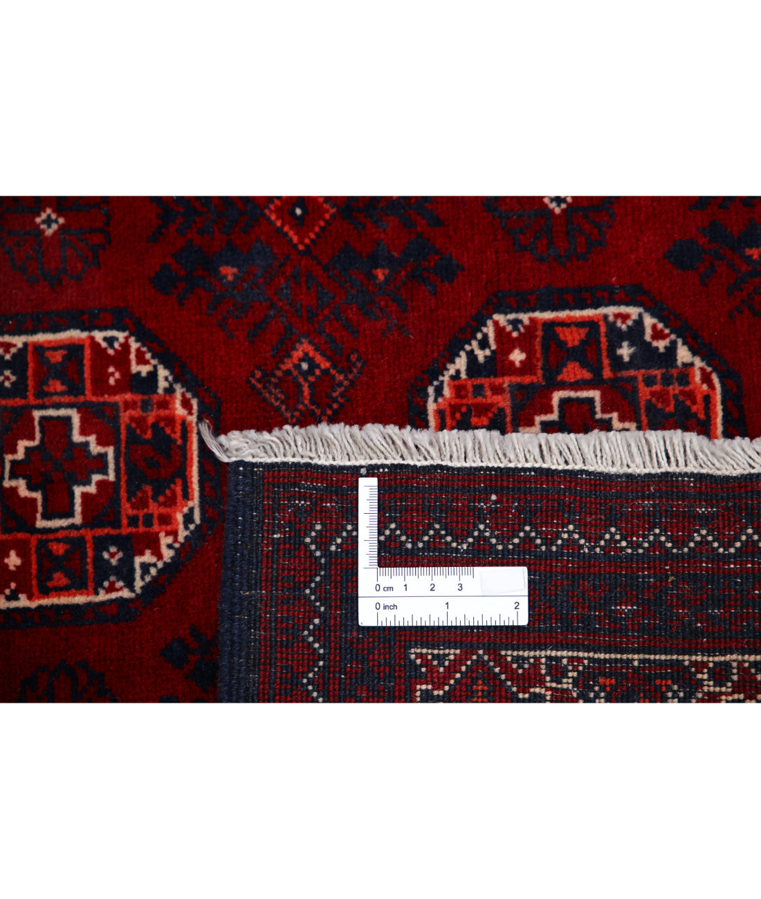 Hand Knotted Afghan Beljik Wool Rug - 3'2'' x 4'7'' 3'2'' x 4'7'' (95 X 138) / Red / Blue