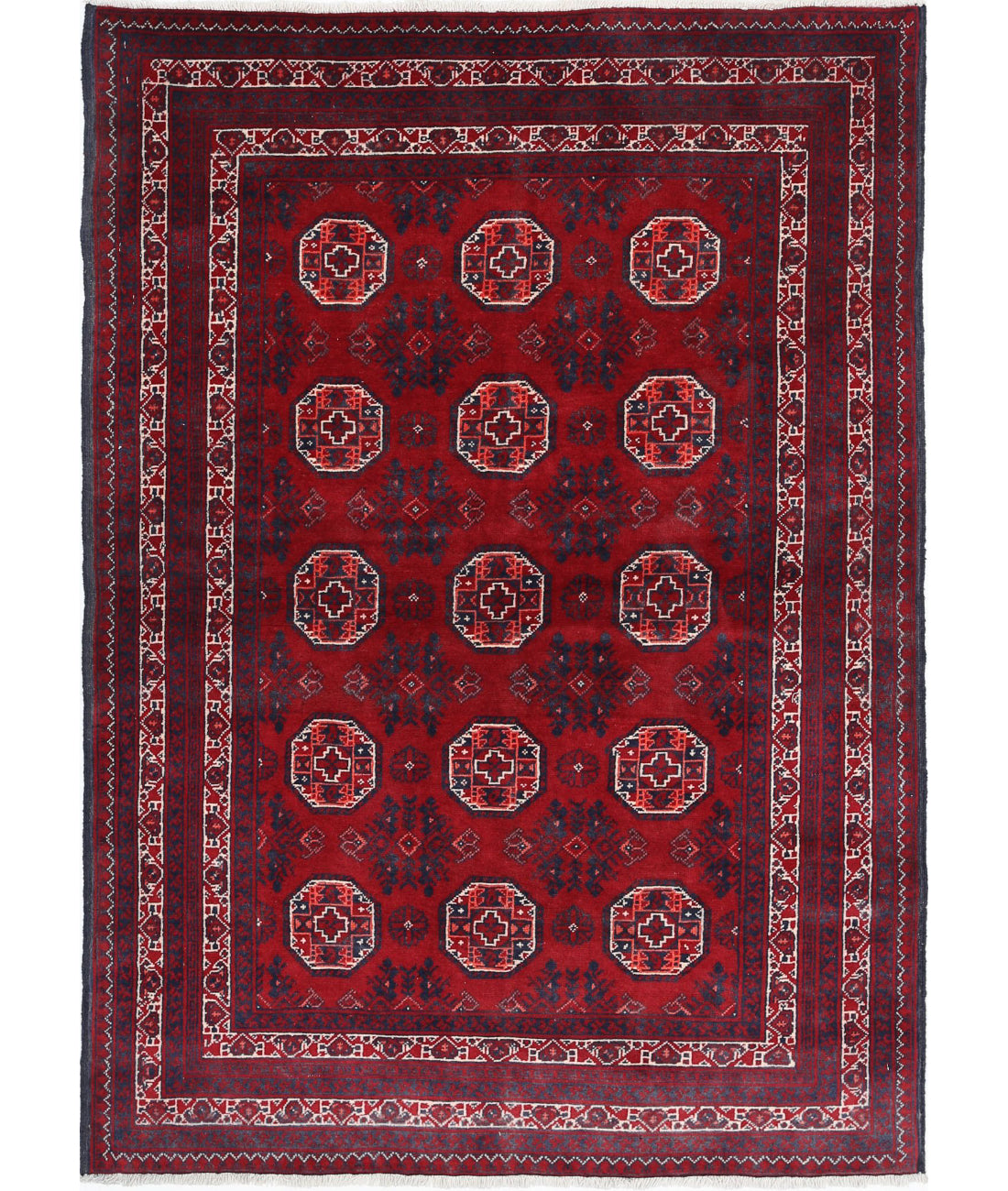 Hand Knotted Afghan Beljik Wool Rug - 3'2'' x 4'7''