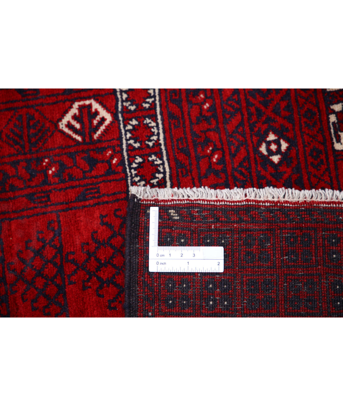 Hand Knotted Afghan Beljik Wool Rug - 5'1'' x 7'10'' 5'1'' x 7'10'' (153 X 235) / Red / Blue