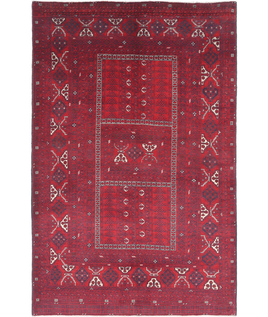 Hand Knotted Afghan Beljik Wool Rug - 5'1'' x 7'10''