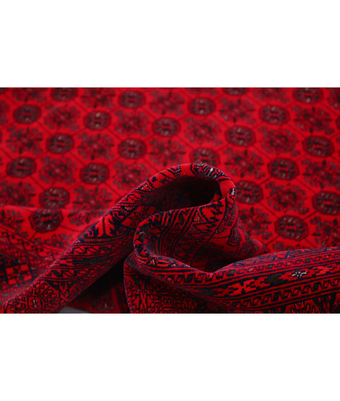 Hand Knotted Afghan Beljik Wool Rug - 6'6'' x 9'6'' 6'6'' x 9'6'' (195 X 285) / Red / Red