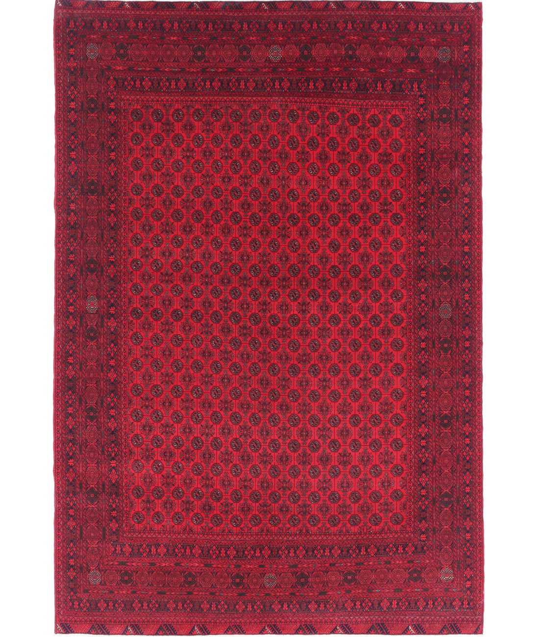 Hand Knotted Afghan Beljik Wool Rug - 6&#39;6&#39;&#39; x 9&#39;6&#39;&#39; 6&#39;6&#39;&#39; x 9&#39;6&#39;&#39; (195 X 285) / Red / Red