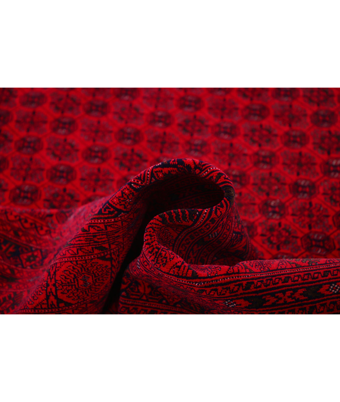 Hand Knotted Afghan Beljik Wool Rug - 6'6'' x 9'5'' 6'6'' x 9'5'' (195 X 283) / Red / Red
