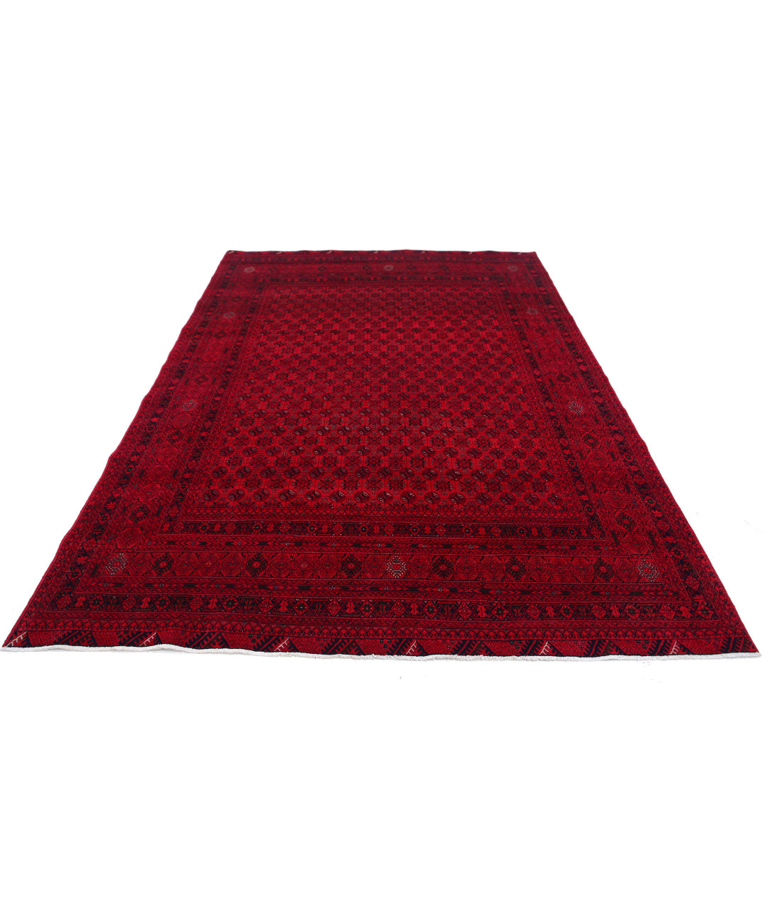 Hand Knotted Afghan Beljik Wool Rug - 6'5'' x 9'5'' 6'5'' x 9'5'' (193 X 283) / Red / Red