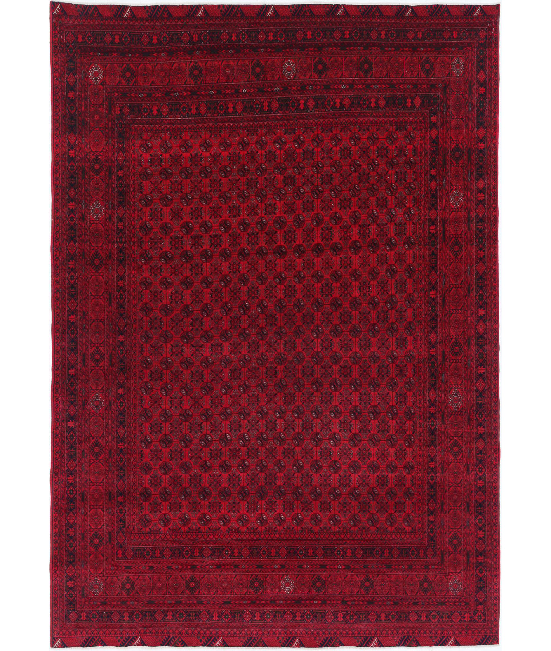 Hand Knotted Afghan Beljik Wool Rug - 6&#39;5&#39;&#39; x 9&#39;5&#39;&#39; 6&#39;5&#39;&#39; x 9&#39;5&#39;&#39; (193 X 283) / Red / Red