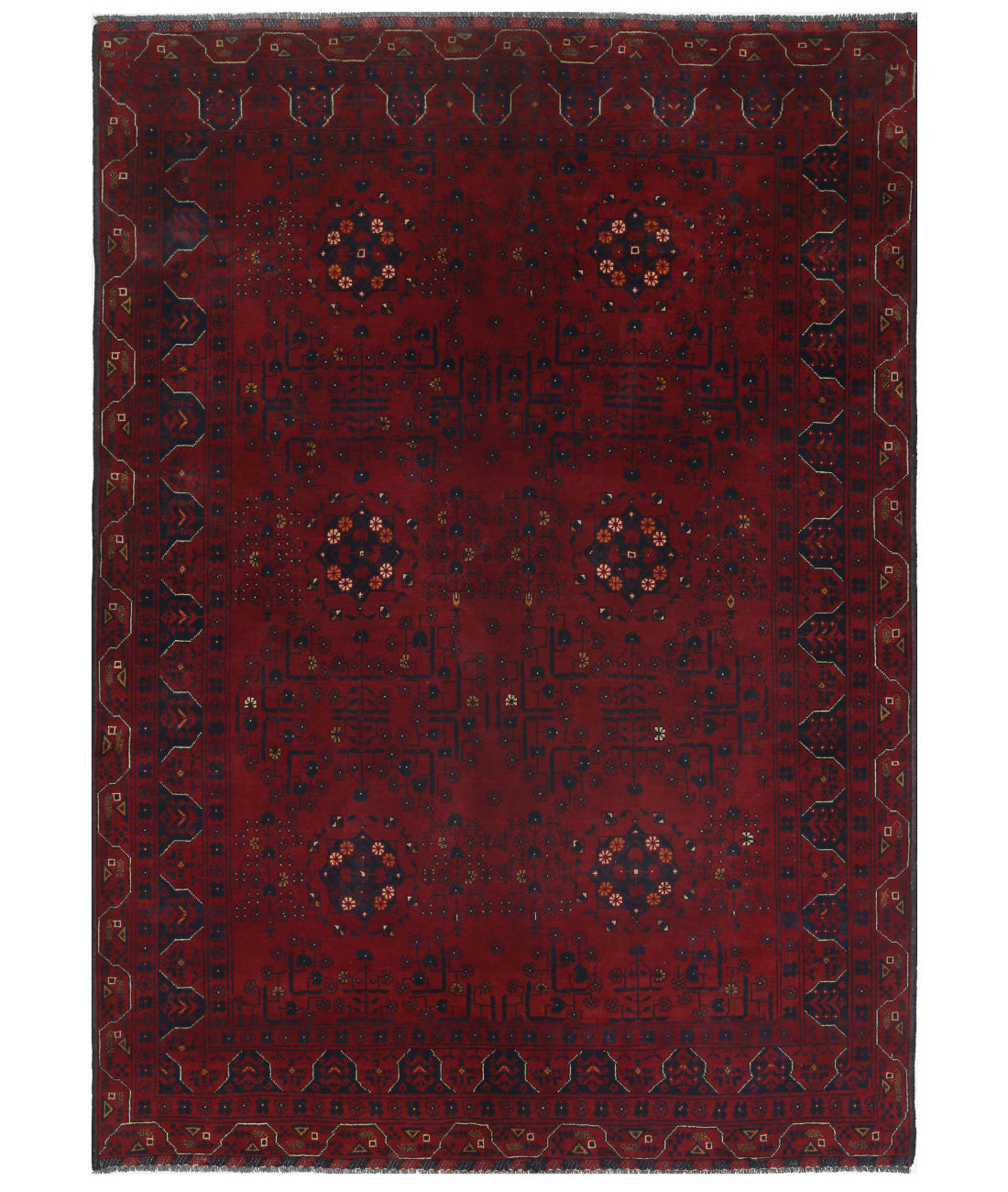 Hand Knotted Afghan Khamyab Wool Rug - 4'10'' x 6'8''