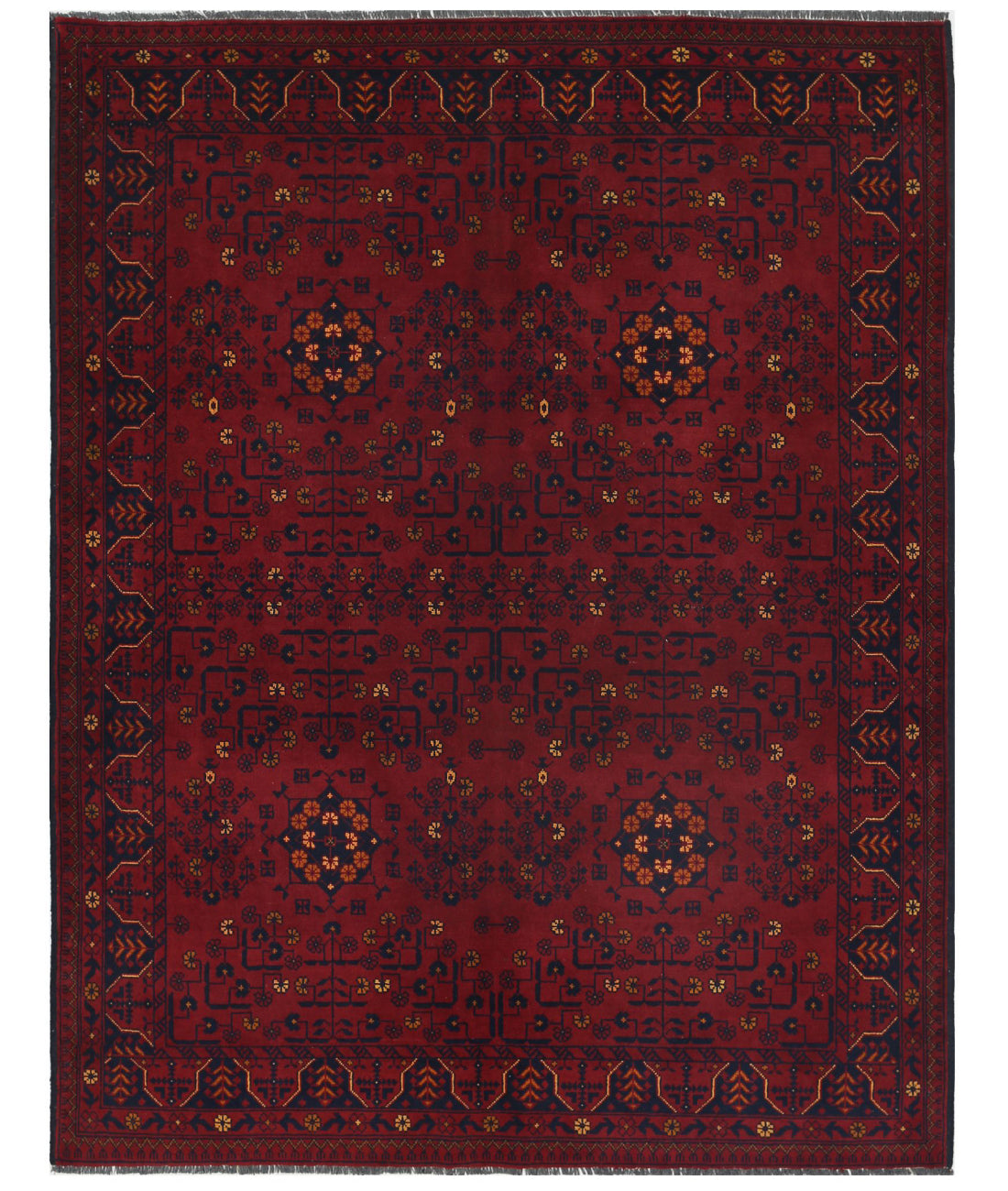 Hand Knotted Afghan Khamyab Wool Rug - 4'10'' x 6'4''