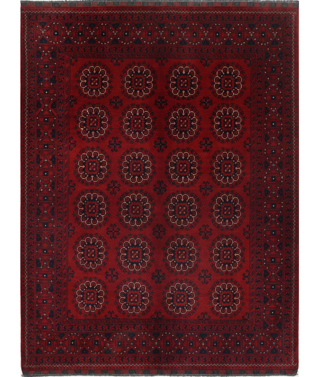 Hand Knotted Afghan Khamyab Wool Rug - 5'1'' x 6'8''