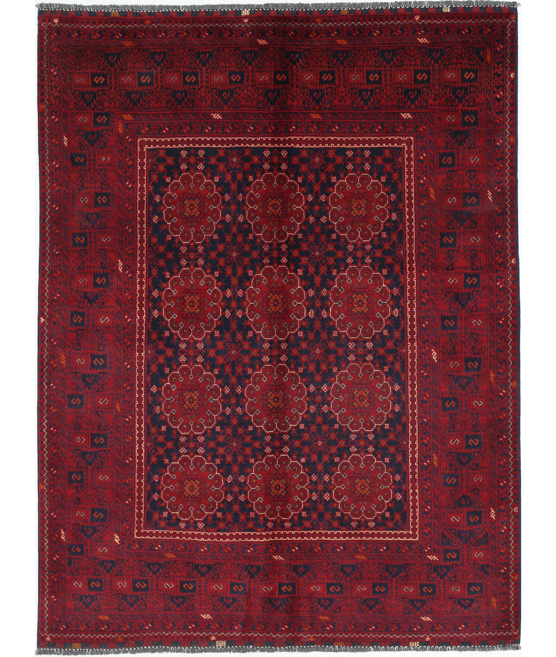 Hand Knotted Afghan Khamyab Wool Rug - 4'9'' x 6'4''