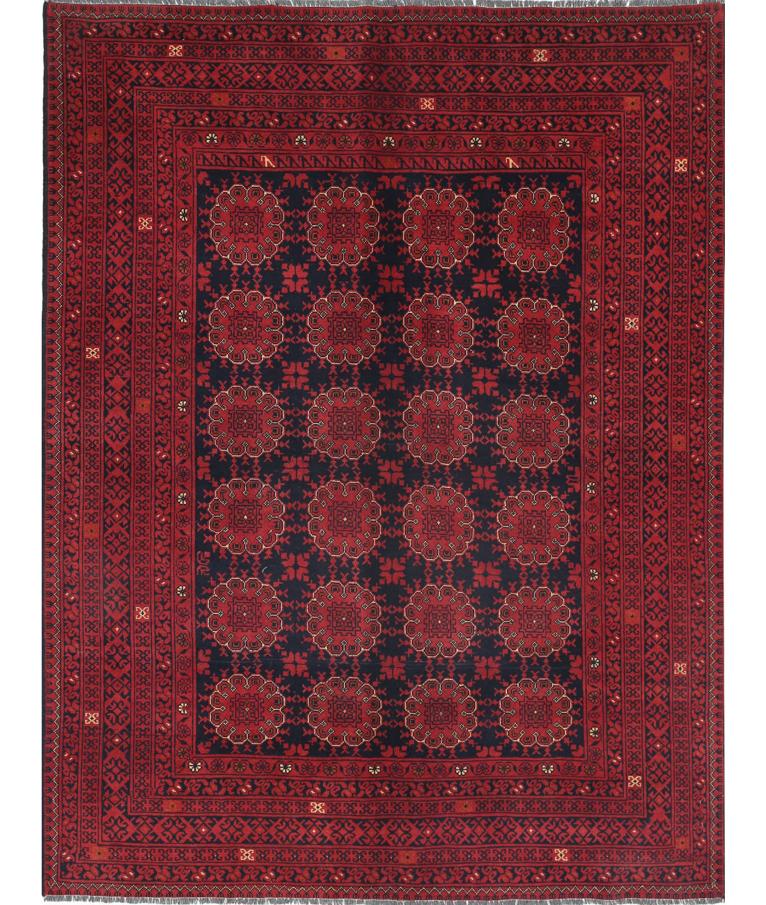 Hand Knotted Afghan Khamyab Wool Rug - 4'10'' x 6'5''