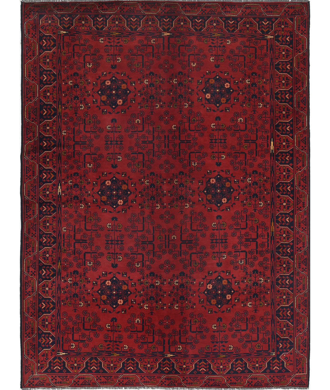 Hand Knotted Afghan Khamyab Wool Rug - 4'9'' x 6'5''