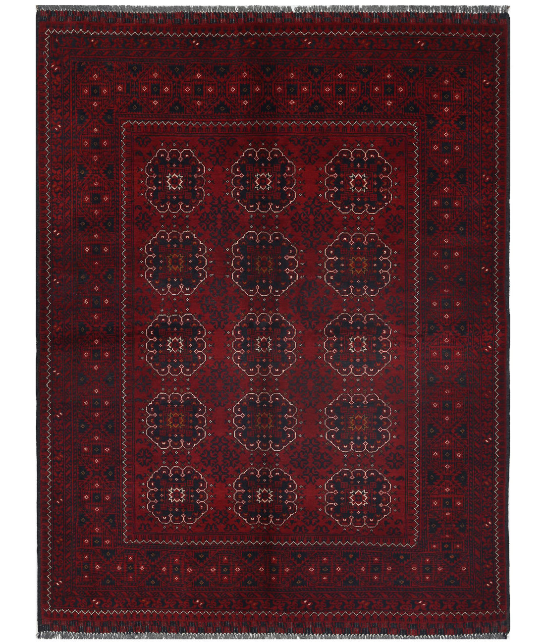 Hand Knotted Afghan Khamyab Wool Rug - 4'9'' x 6'1''