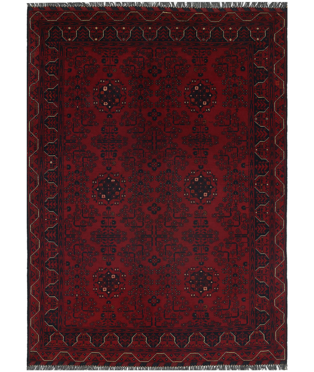 Hand Knotted Afghan Khamyab Wool Rug - 4'9'' x 6'6''