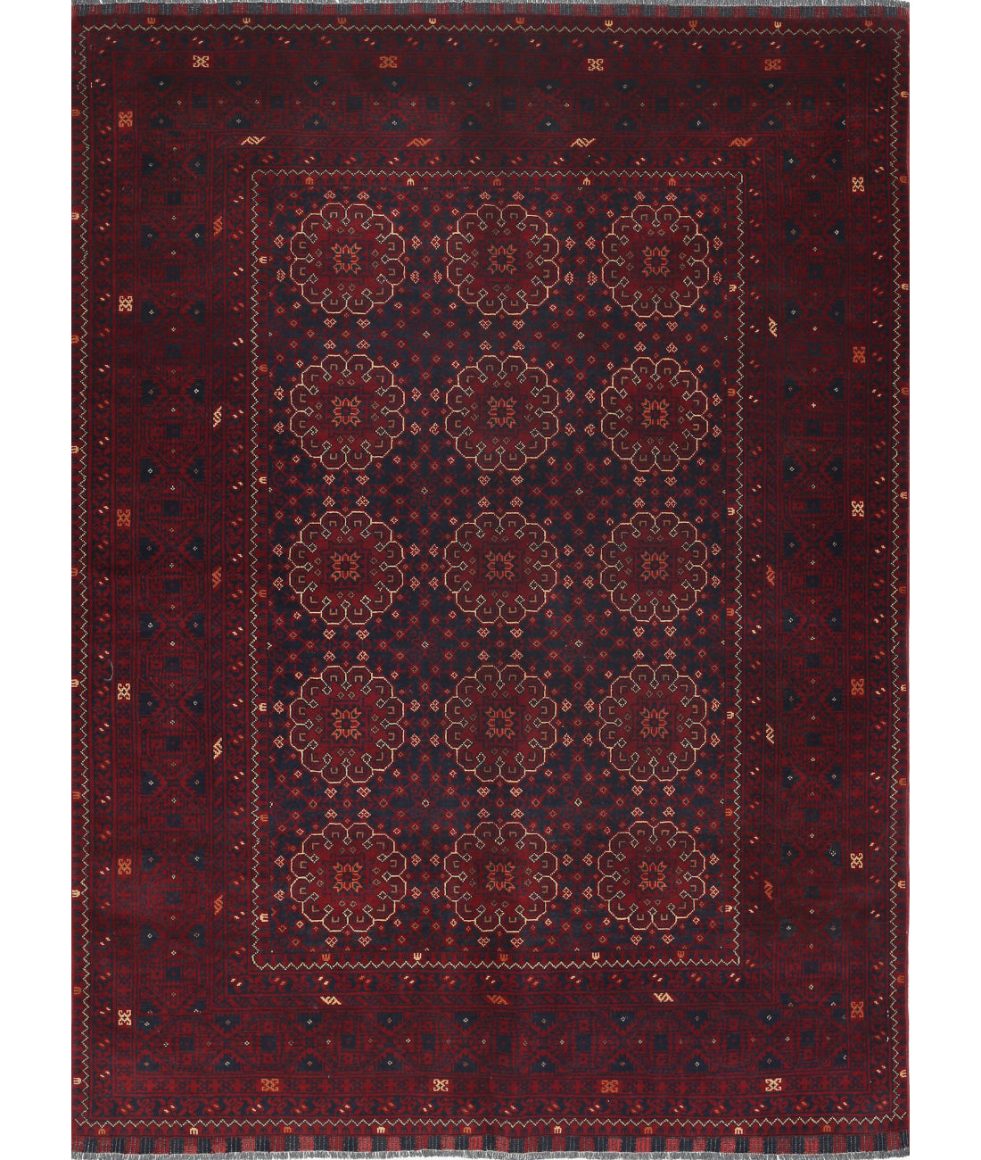 Hand Knotted Afghan Khamyab Wool Rug - 4'10'' x 6'5''