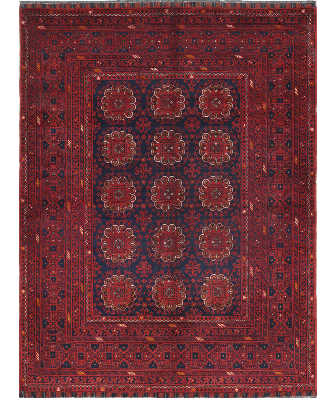 Hand Knotted Afghan Khamyab Wool Rug - 4'10'' x 6'5''