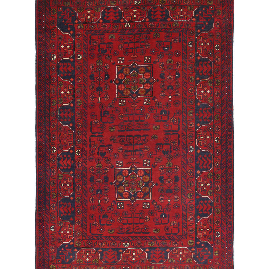 Hand Knotted Afghan Khamyab Wool Rug - 3'3'' x 5'0''