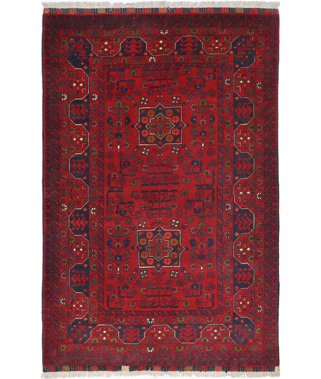 Hand Knotted Afghan Khamyab Wool Rug - 3'3'' x 5'0''