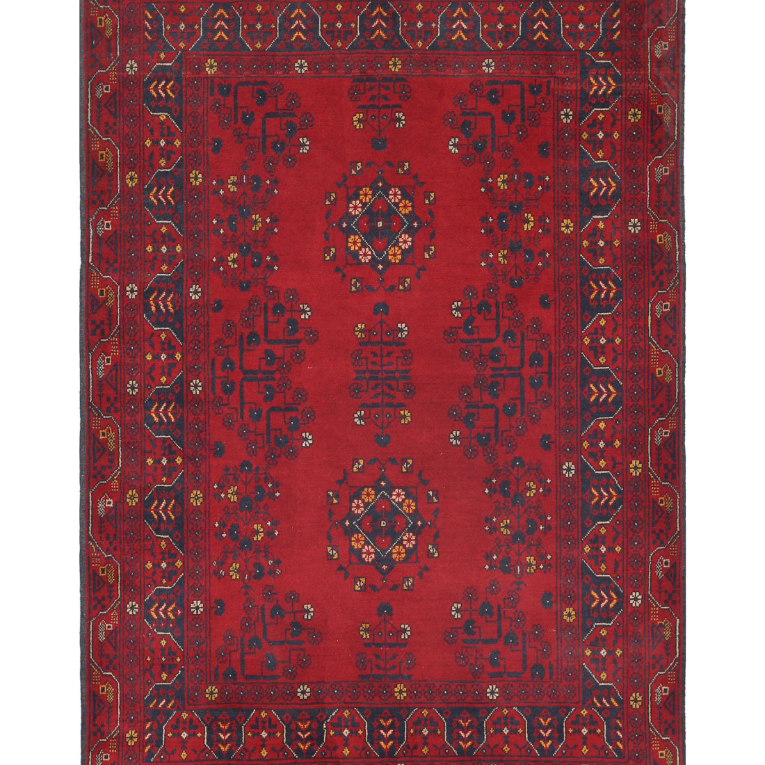 Alfombra de lana Khamyab afgana anudada a mano - 3'4'' x 5'0''