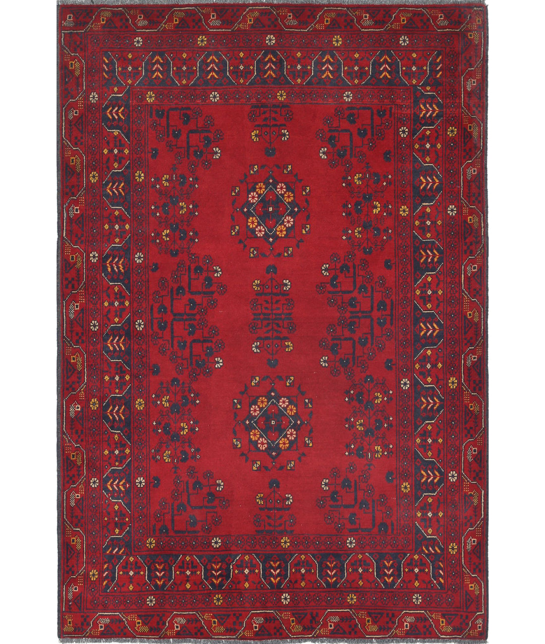Alfombra de lana Khamyab afgana anudada a mano - 3'4'' x 5'0''