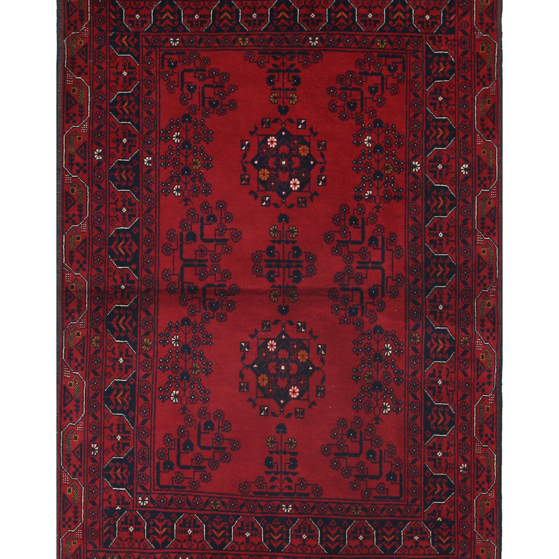 Hand Knotted Afghan Khamyab Wool Rug - 3'2'' x 4'10''