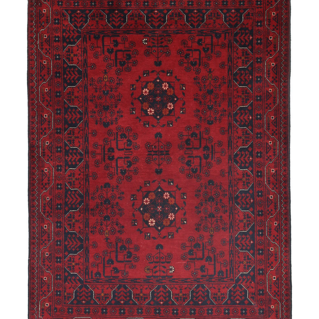 Alfombra de lana Khamyab afgana anudada a mano - 3'3'' x 4'8''