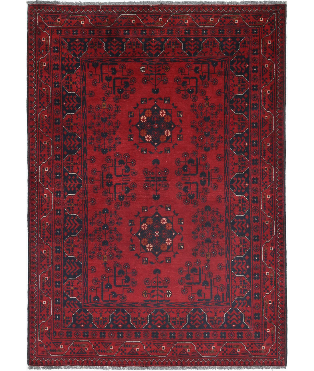 Alfombra de lana Khamyab afgana anudada a mano - 3'3'' x 4'8''