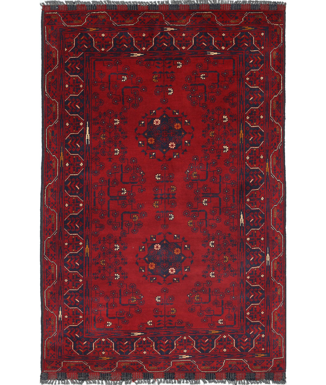 Hand Knotted Afghan Khamyab Wool Rug - 3'1'' x 4'10''