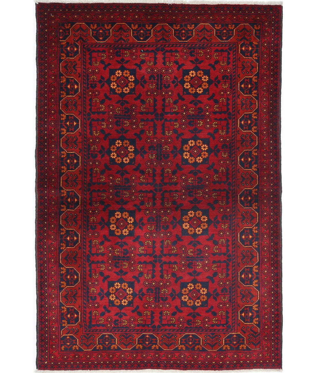 Alfombra de lana Khamyab afgana anudada a mano - 3'3'' x 5'0''