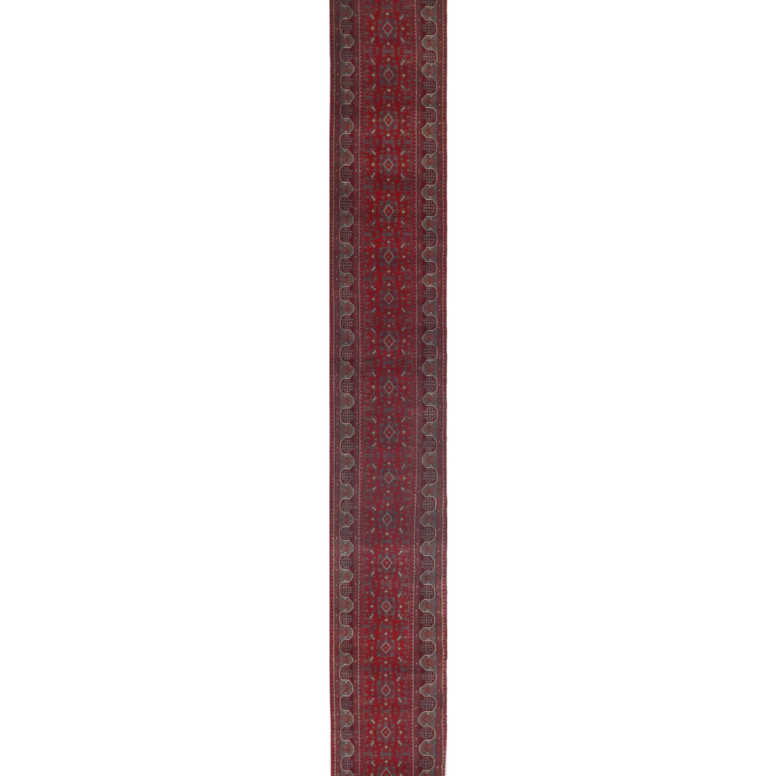 Hand Knotted Afghan Khamyab Wool Rug - 2'7'' x 28'11''