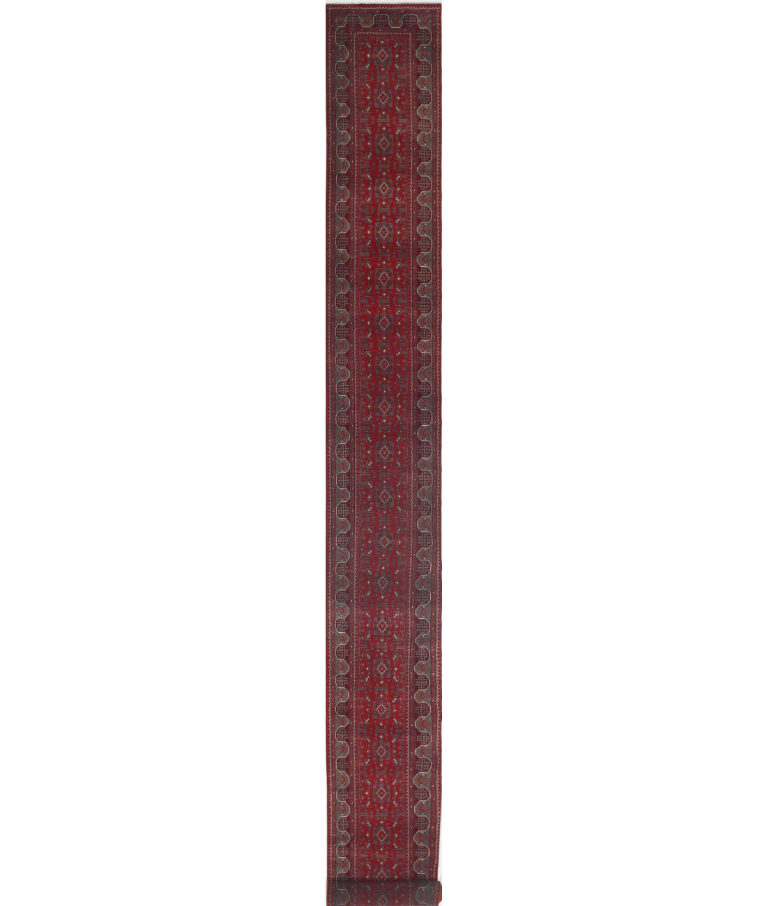 Hand Knotted Afghan Khamyab Wool Rug - 2'7'' x 28'11''