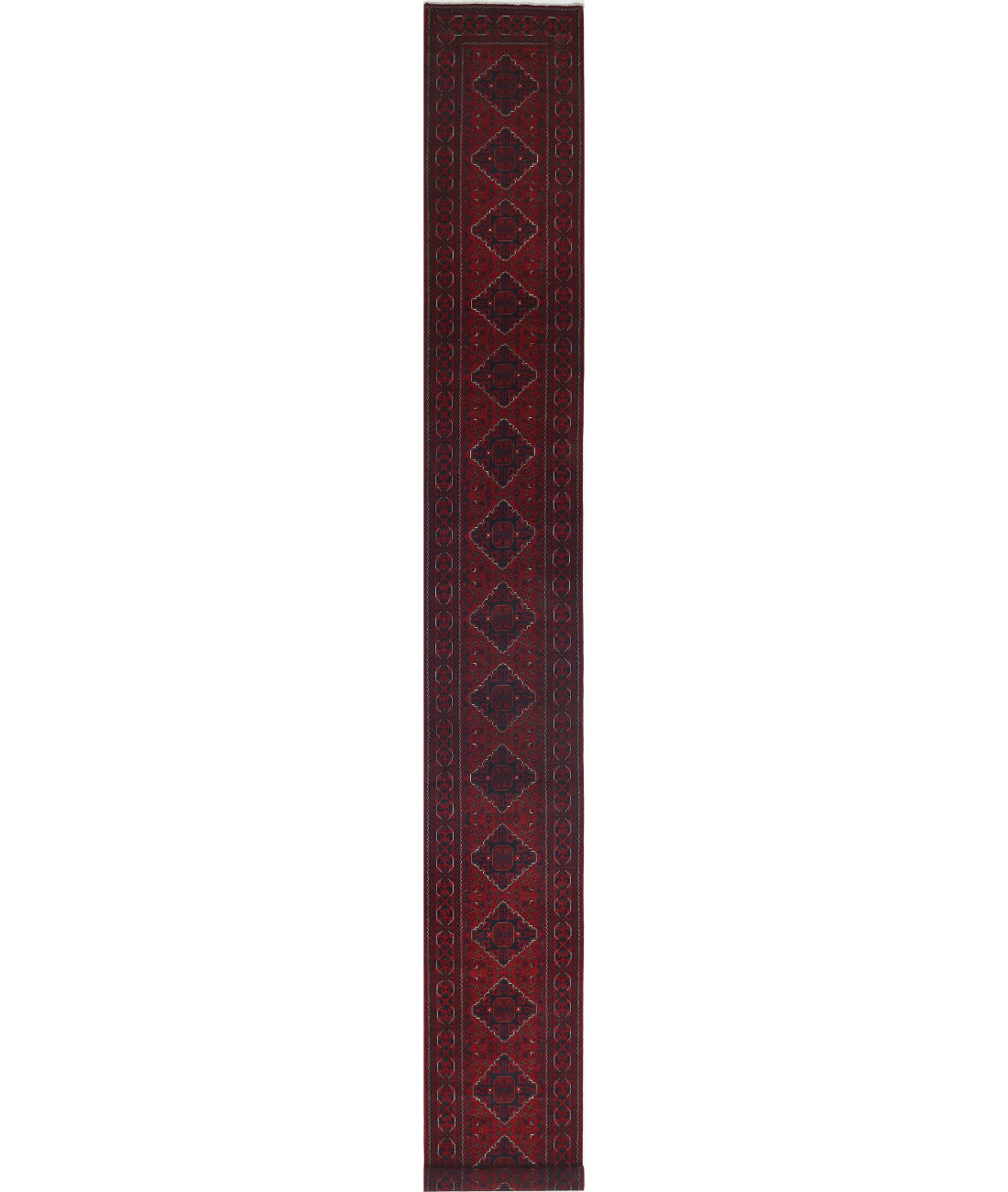 Hand Knotted Afghan Khamyab Wool Rug - 2'8'' x 24'9''