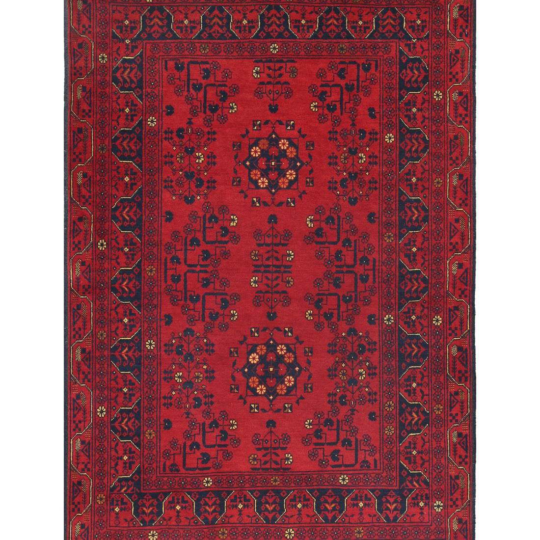 Alfombra de lana Khamyab afgana anudada a mano - 3'4'' x 5'0''