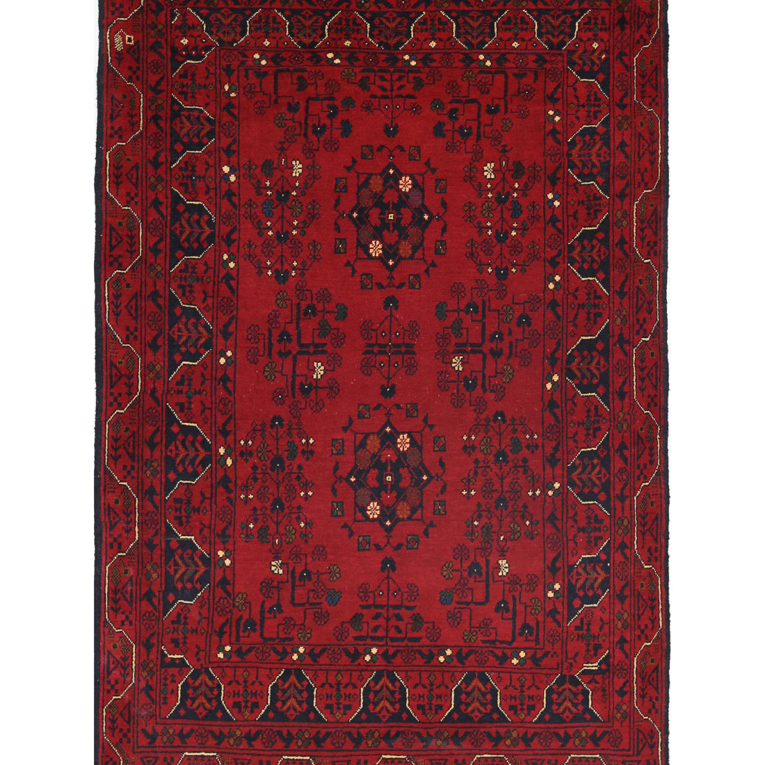 Alfombra de lana Khamyab afgana anudada a mano - 3'4'' x 4'11''
