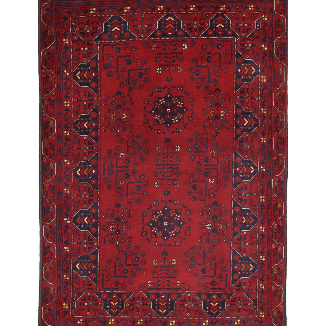 Alfombra de lana Khamyab afgana anudada a mano - 3'3'' x 4'11''