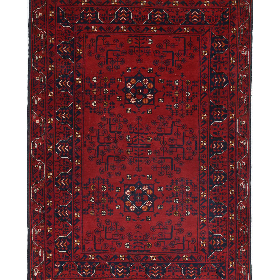 Alfombra de lana Khamyab afgana anudada a mano - 3'2'' x 4'9''