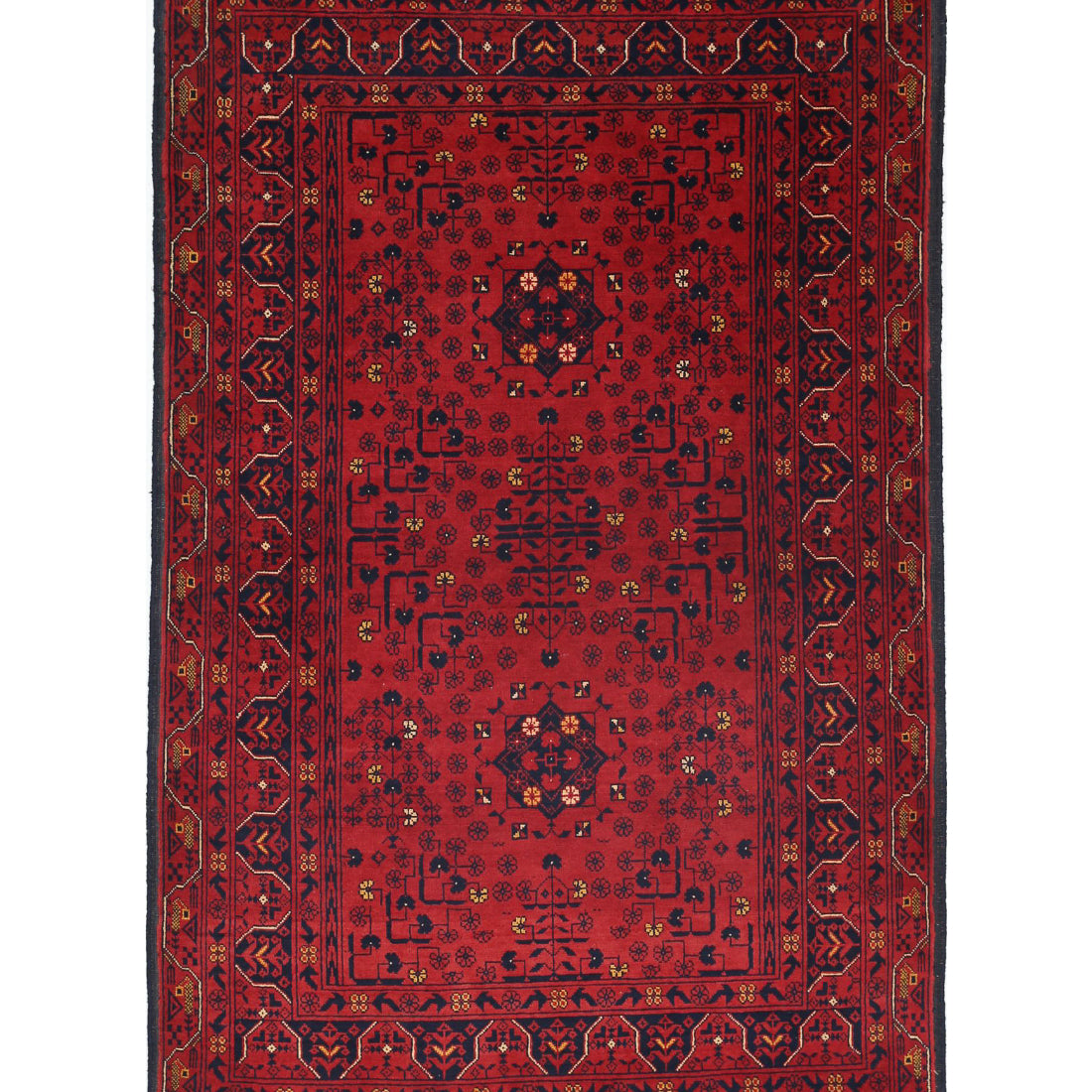 Alfombra de lana Khamyab afgana anudada a mano - 3'3'' x 5'3''