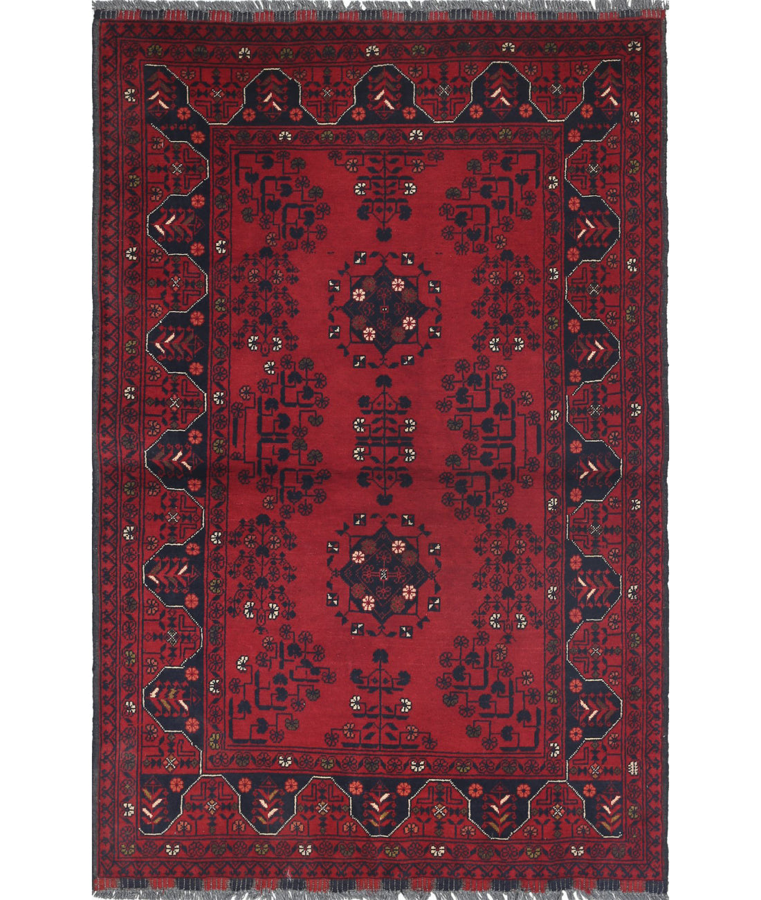 Alfombra de lana Khamyab afgana anudada a mano - 3'3'' x 5'0''