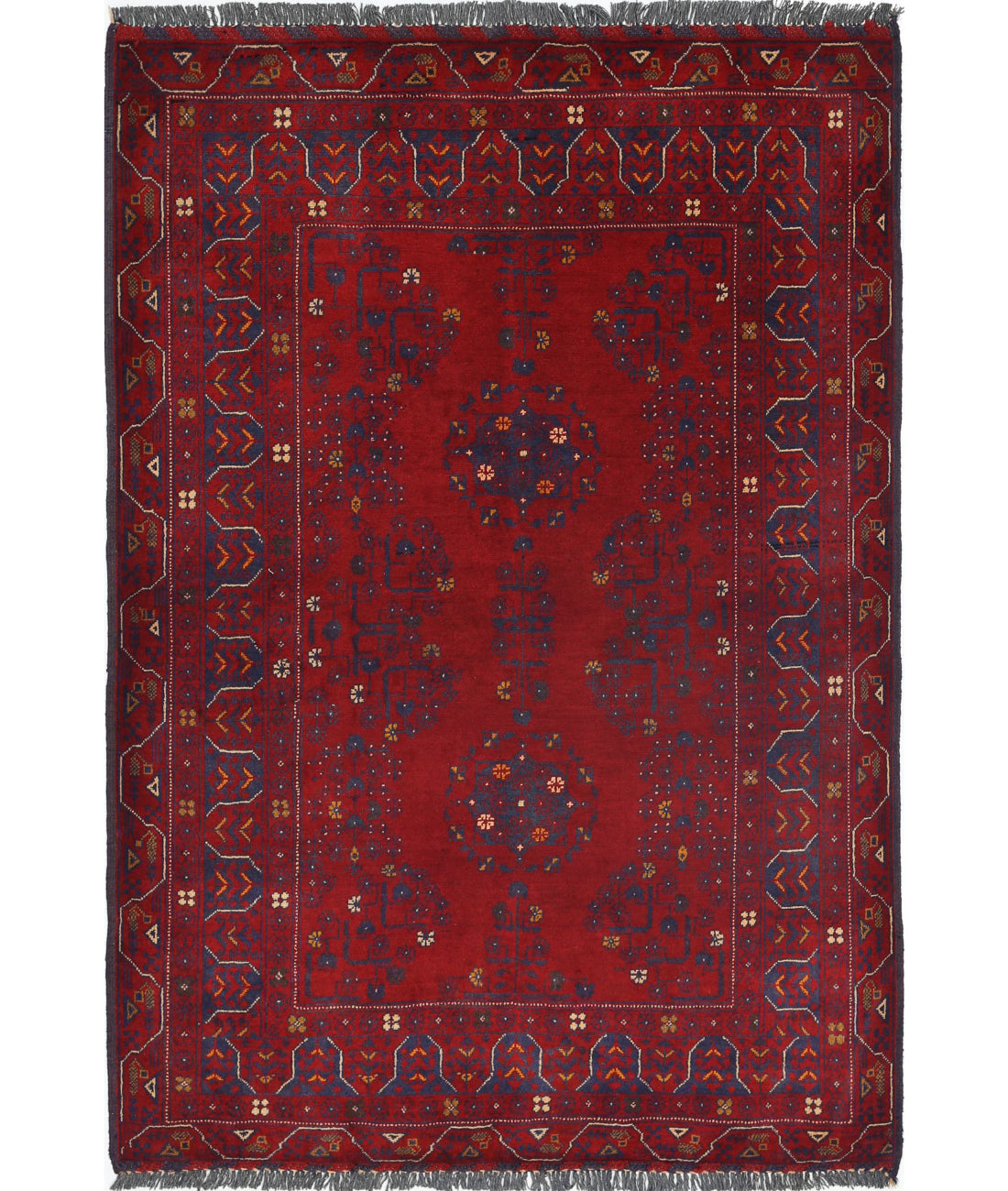 Alfombra de lana Khamyab afgana anudada a mano - 3'3'' x 4'10''