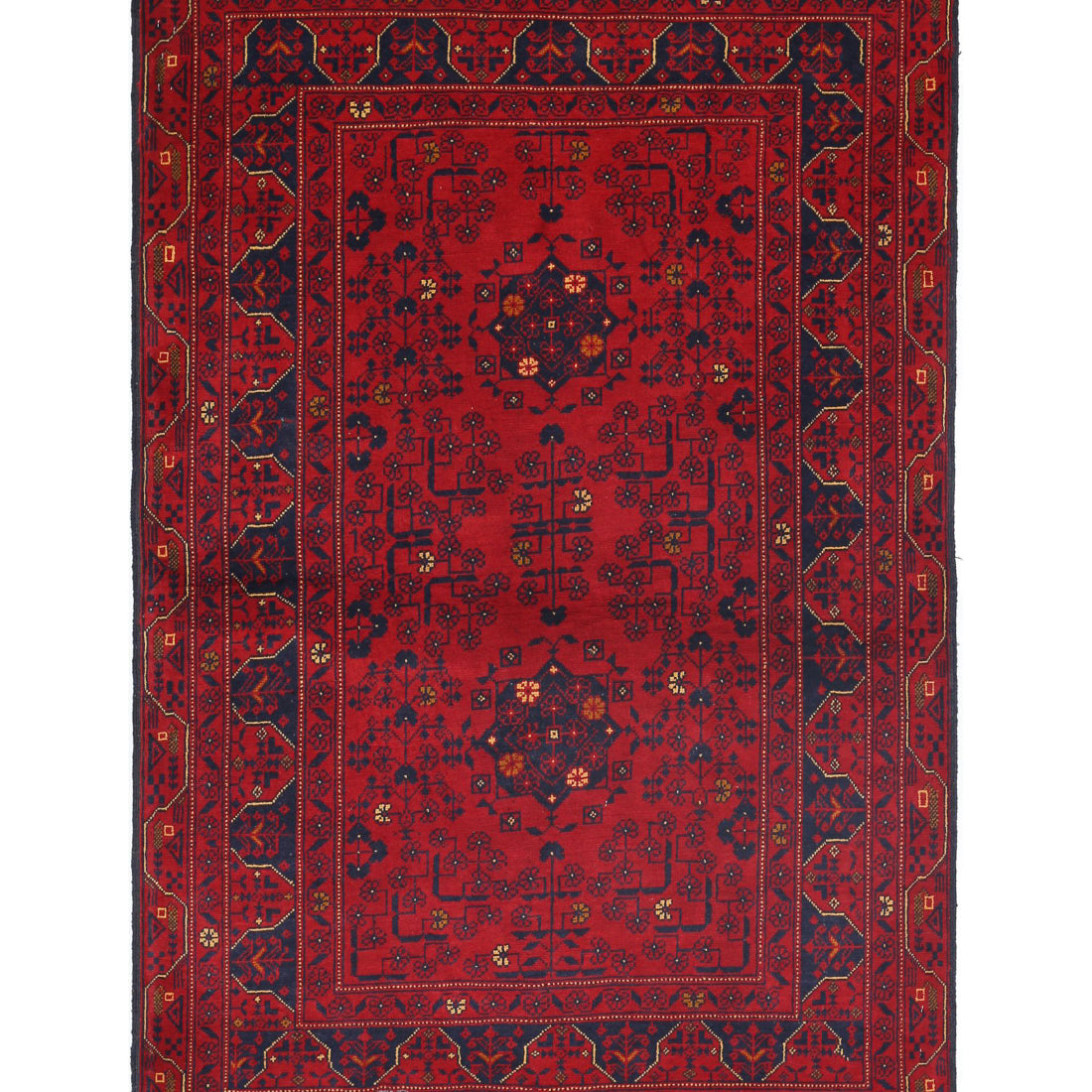 Alfombra de lana Khamyab afgana anudada a mano - 3'2'' x 4'10''