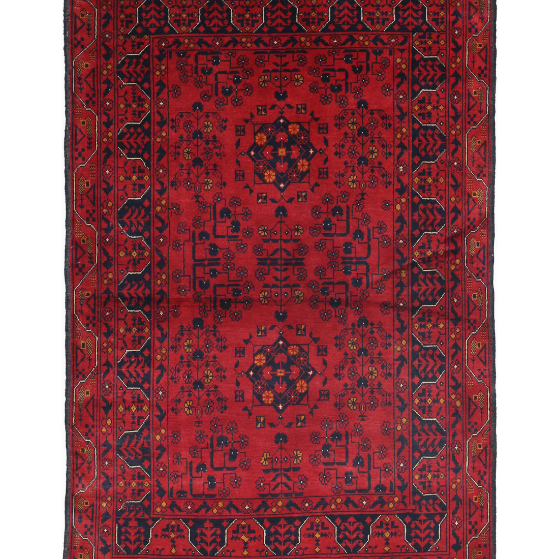 Alfombra de lana Khamyab afgana anudada a mano - 3'3'' x 4'11''
